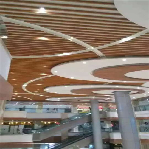 商場超市餐廳專用木紋鋁方通天花吊頂裝飾