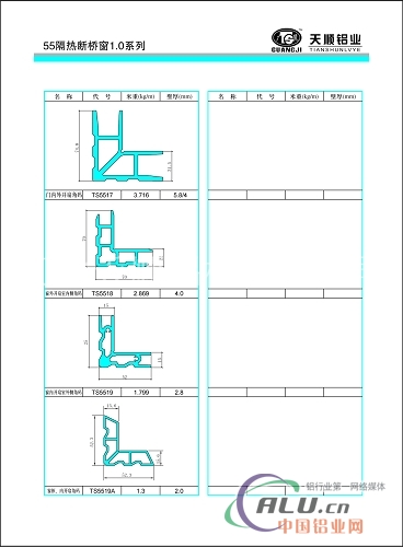 55隔热断桥窗1.0系列