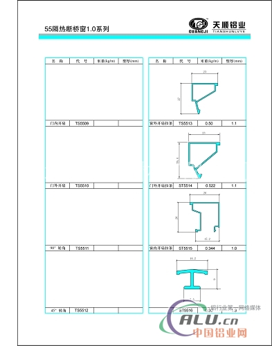 55隔热断桥窗1.0系列