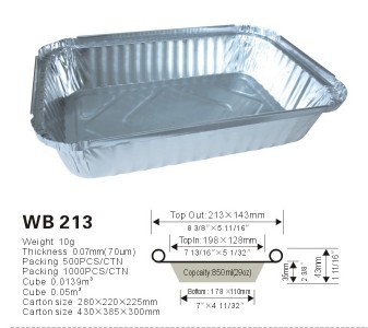 Disposable aluminum foil food container  WB 213