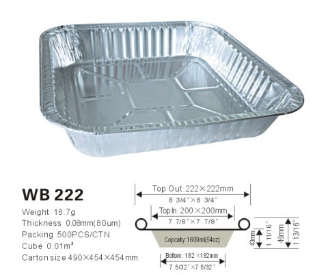 Disposable aluminum foil food container  WB 222