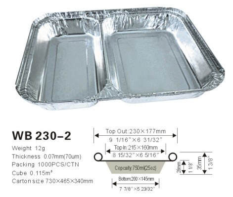 Disposable aluminum foil food container WB 230-2