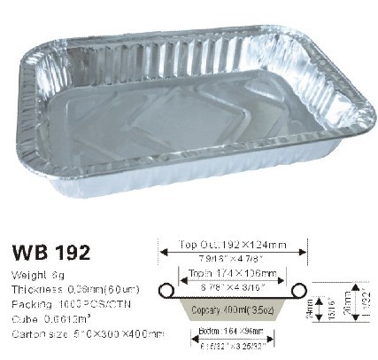Disposable aluminum foil food container  WB 192