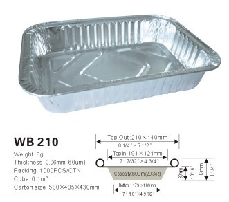 Disposable aluminum foil food container  WB 210