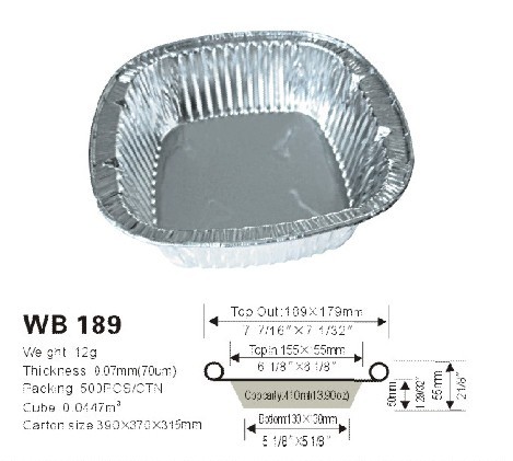 Disposable aluminum foil food container  WB 189