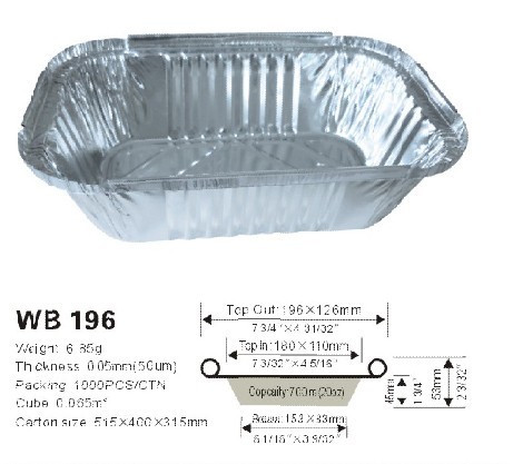 Disposable aluminum foil food container  WB 196