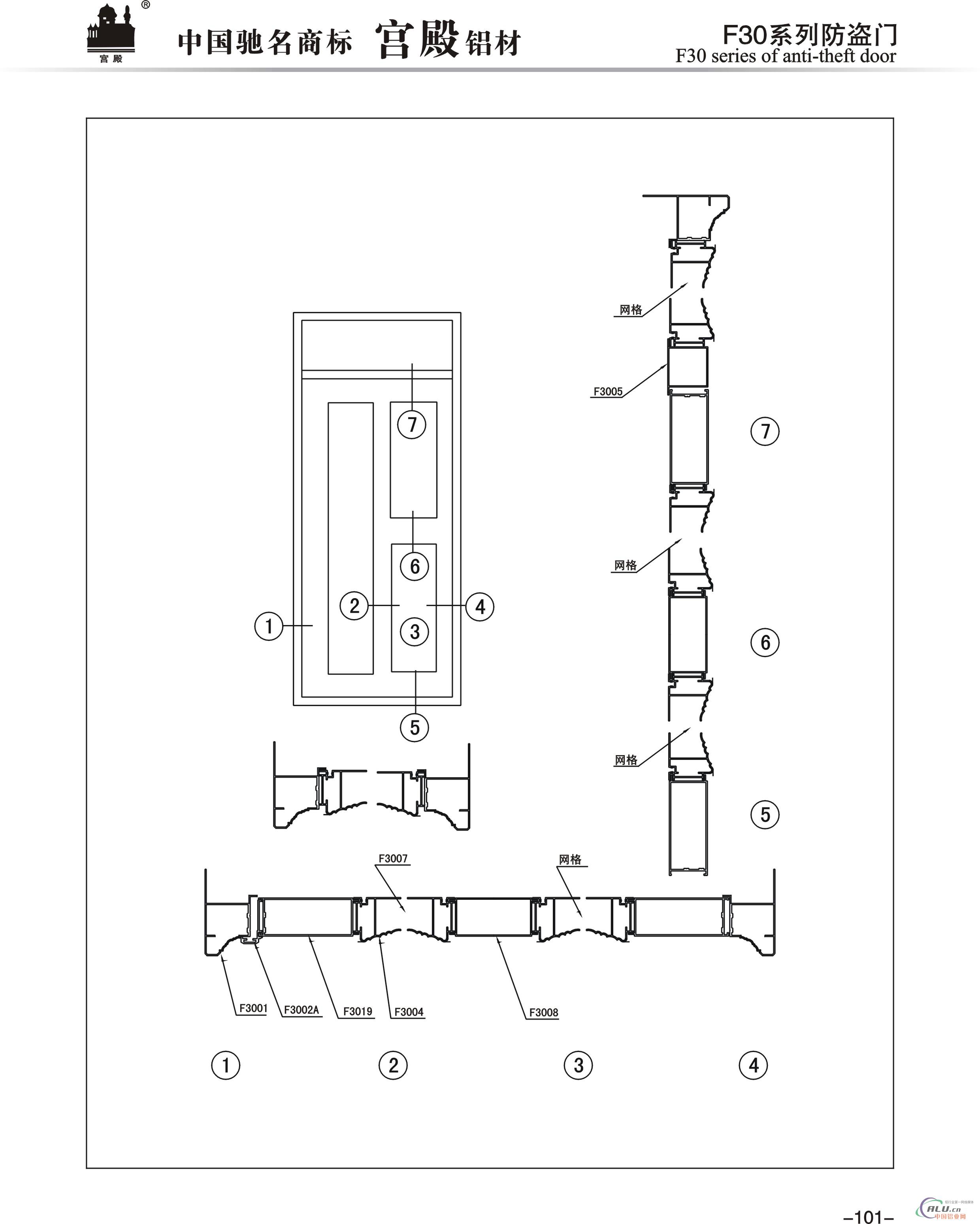 【F30系列防盗门型材 防盗门型材】