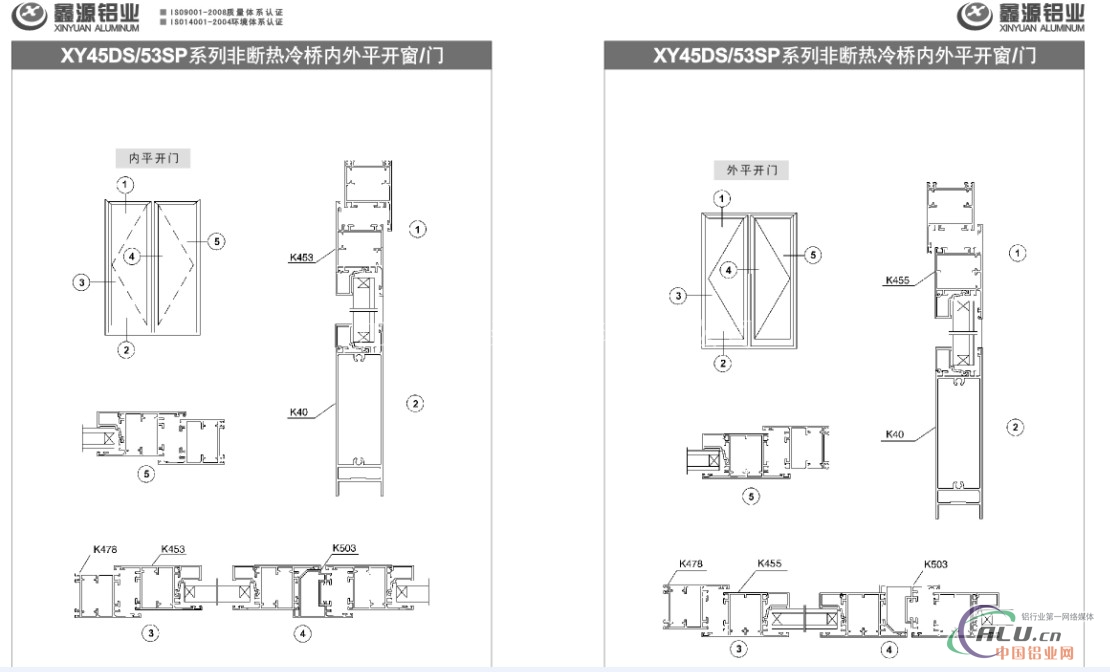 XY45DS53SP系列内外平开门窗