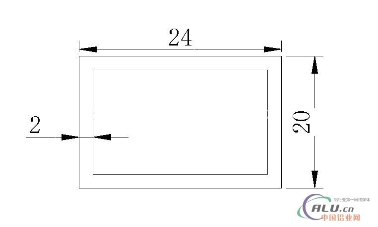6063t5铝方管24x20x2mm氧化拉丝
