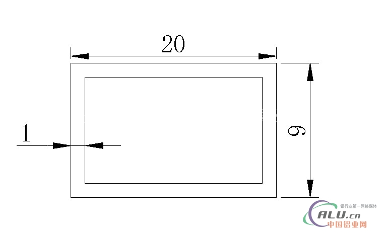 铝方管6063t5 20x9x1mm