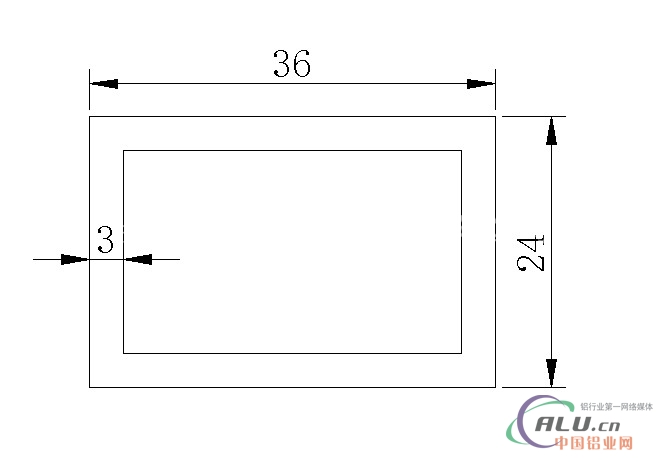 6063t5铝方管36x24x3mm氧化拉丝
