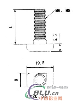 工业铝型材T型螺栓40尺寸图