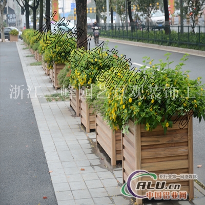 木纹铝合金道路景观花箱组合花箱