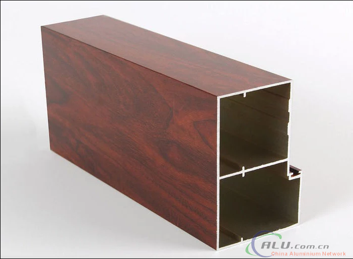 Dark wood grain square aluminium profile double tube from Xinyu.