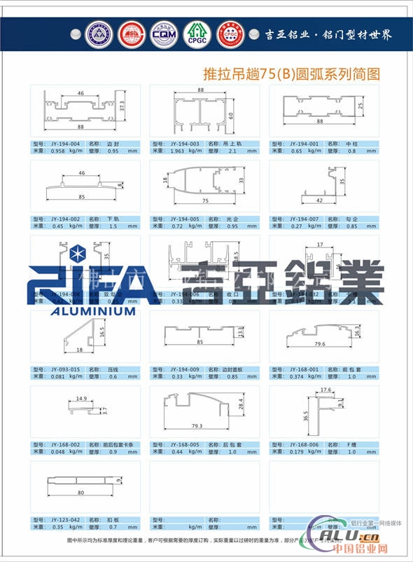 75系圆弧吊推门铝型材