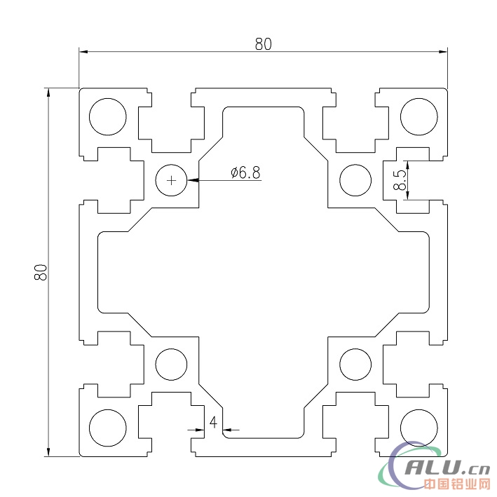 支架料国标铝型材GB80X80