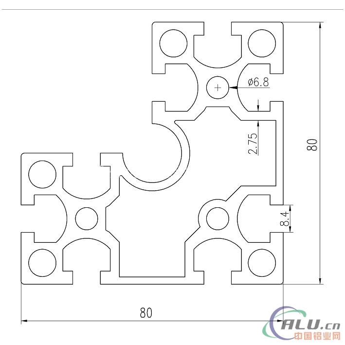 支架料国标铝型材GB80X80GR