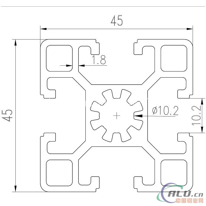 支架料欧标铝型材OB45X45