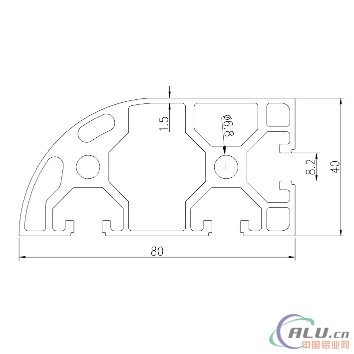 支架料欧标铝型材OB40X80R