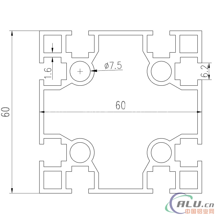 支架料国标铝型材GB60X60