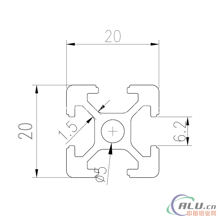 支架料欧标铝型材OB20X20