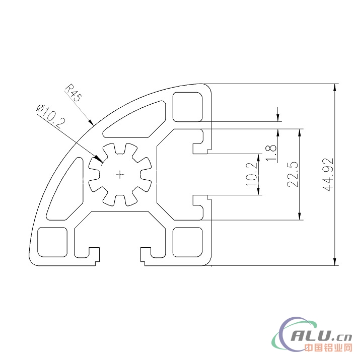 支架料欧标铝型材OB45X45R