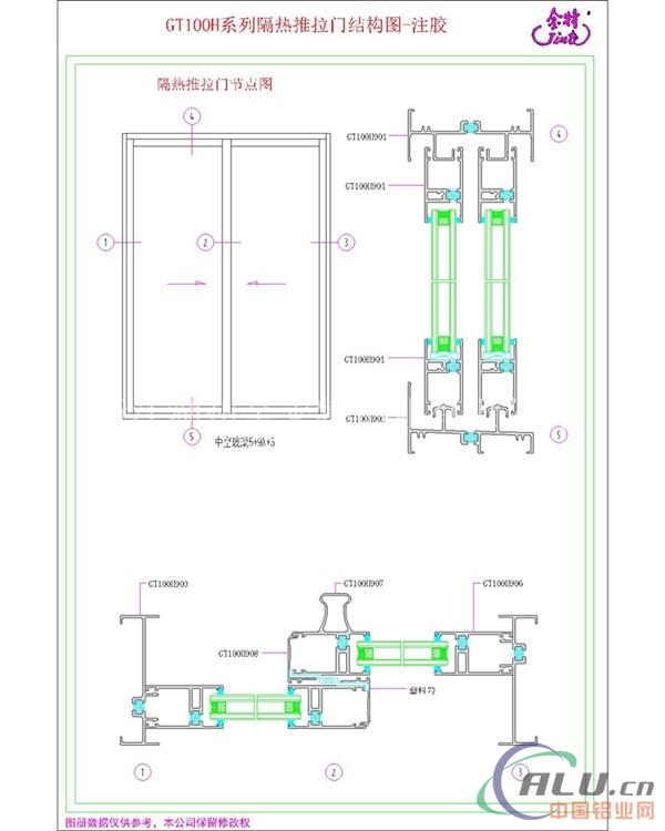 GT100H隔热推拉门（注胶）