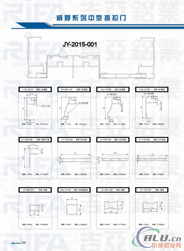重型推拉门用铝型材
