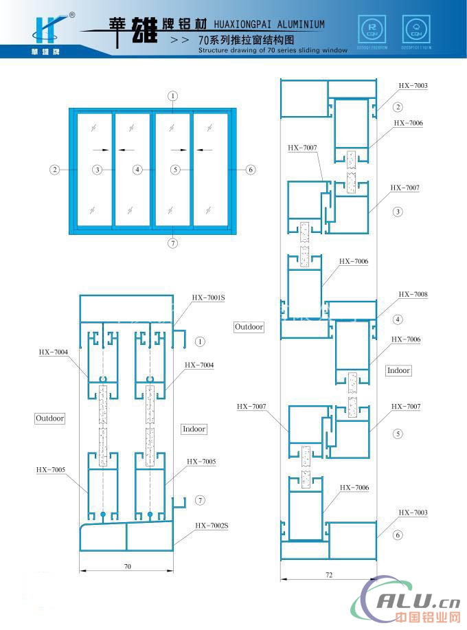 供应 厂家直销 铝推拉窗型材  70系列