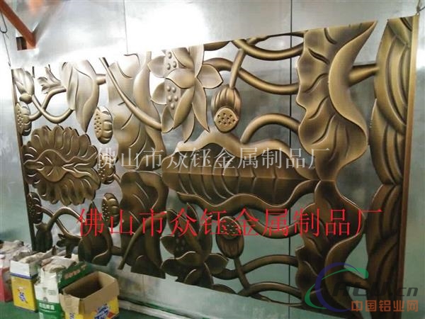 艺术铝板雕花镂空仿古铜屏风隔断