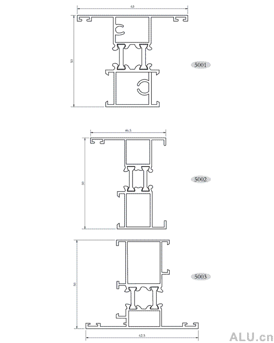 50 series heat insulation sash window section