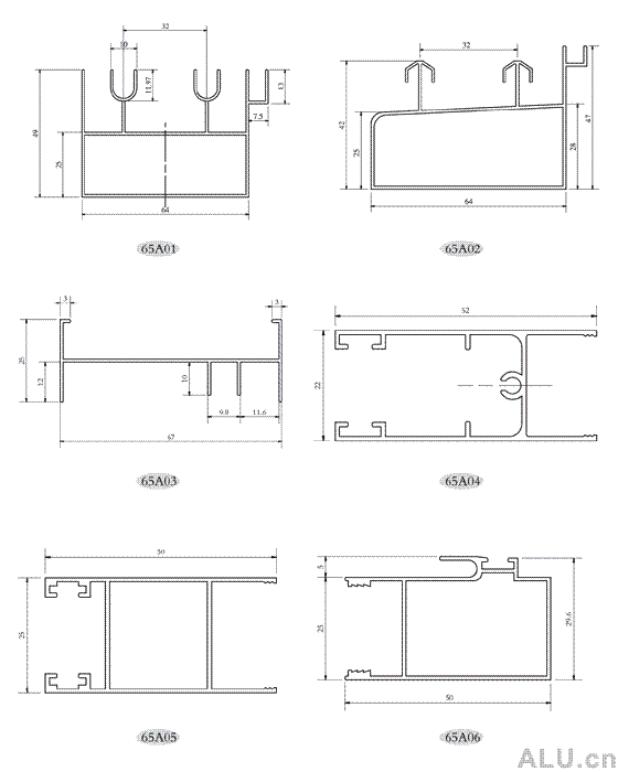 65A Aluminium Profiles for Moving Window