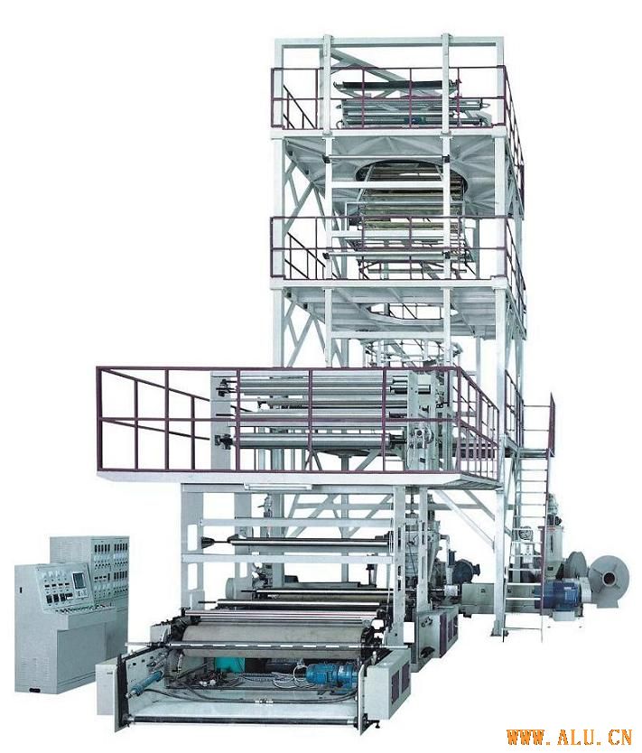 Three to five layers co-extrusion film blowing machine set