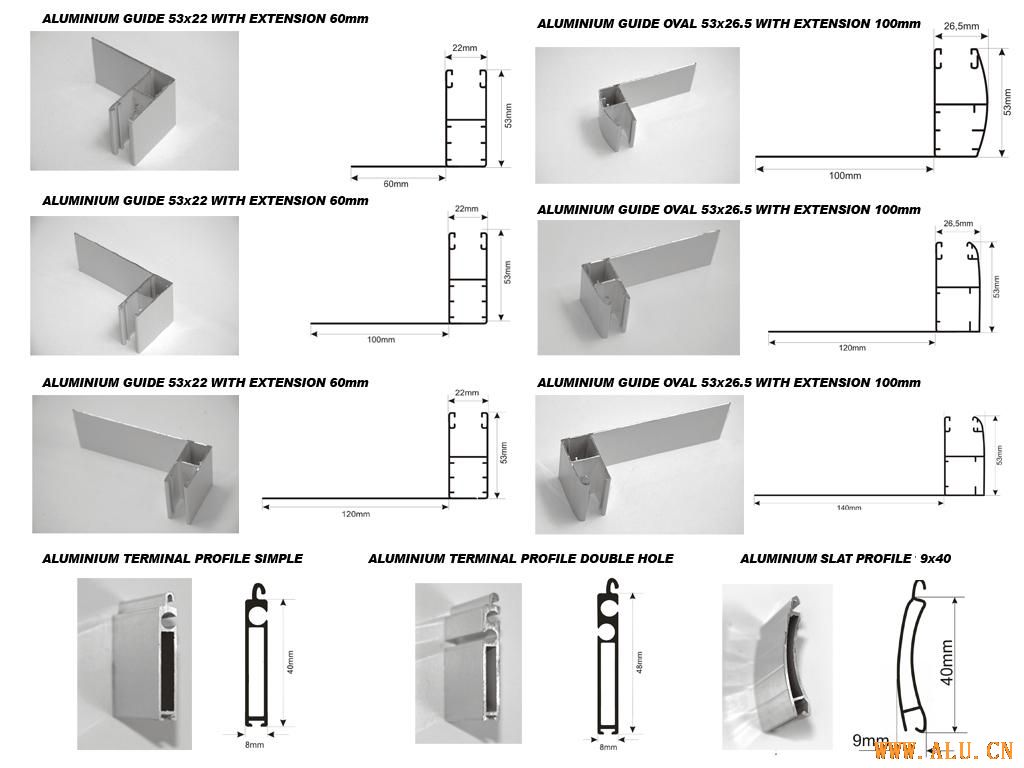 Aluminium guides and profiles